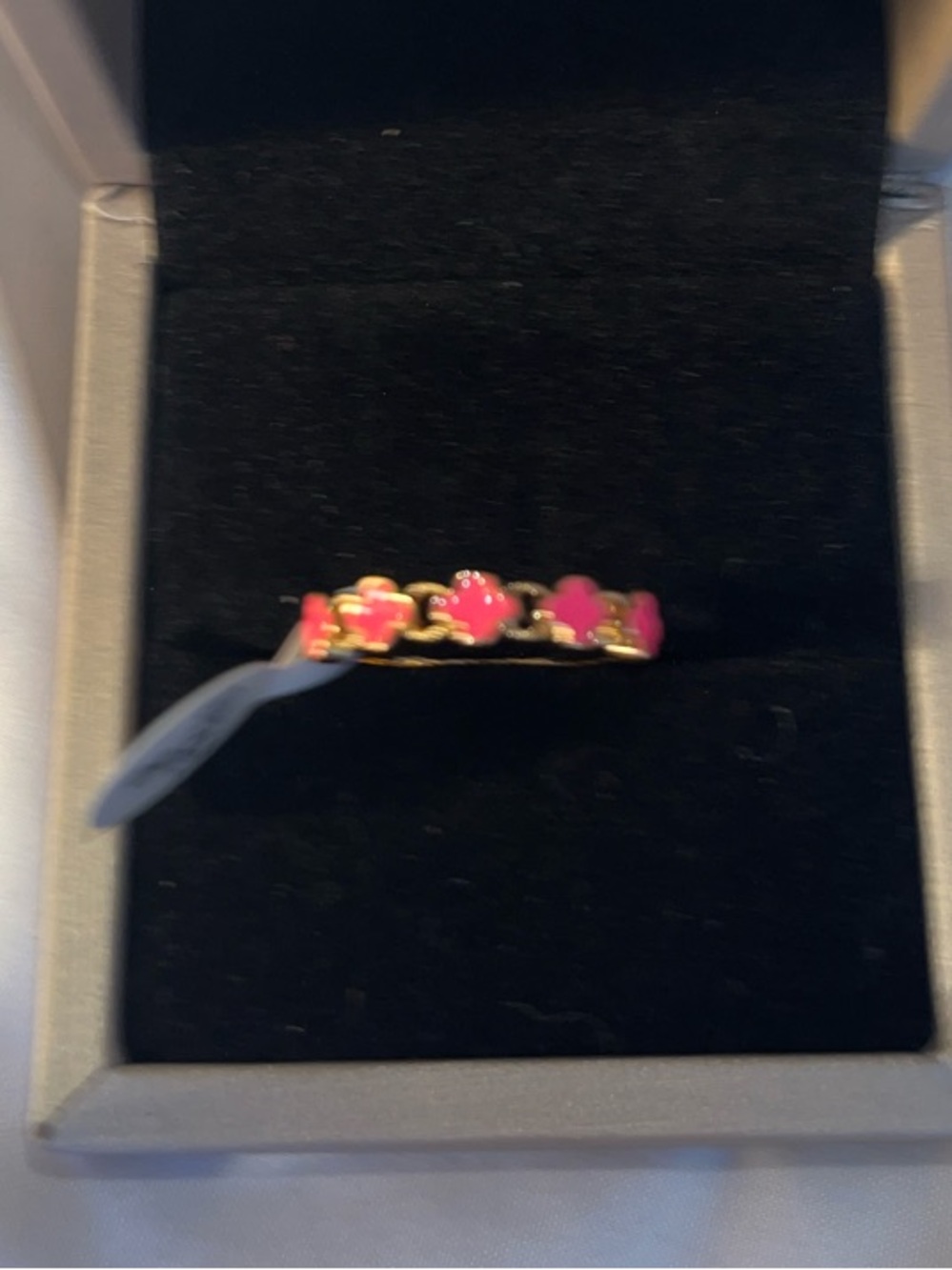 Pink Flower Gold Band Ring